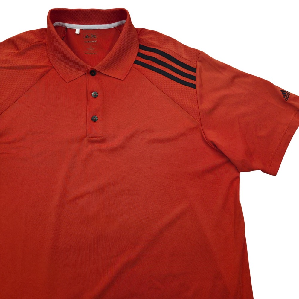 Adidas ClimaCool Golf Polo Shirt Athletic Training Three Stripe Orange Mens XL
